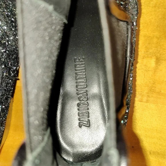 Zadig & Voltaire boots size 38eu/7.5 us Rn116202 blue silver and black glitter - Picture 11 of 11